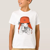 Basset Hound | Rood Ushanka-Pet T-shirt (Voorkant)