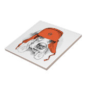 Basset Hound | Rood Ushanka-Pet Tegeltje (Zijkant)