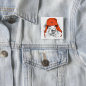 Basset Hound | Rood Ushanka-Pet Vierkante Button 5,1 Cm (In situ)