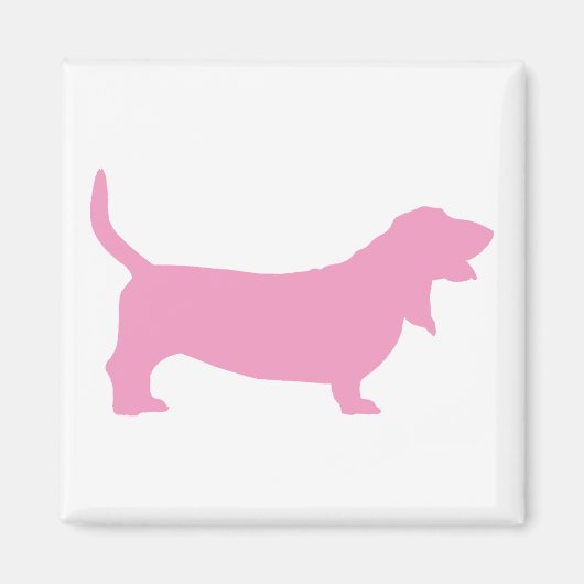 Basset Hound (roze) Magneet (Voorkant)