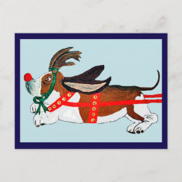 Basset Hound Rudolph de Rendier met de Rode Neus Briefkaart