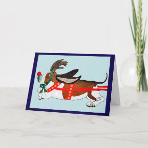 Basset Hound Rudolph de Rendier met de Rode Neus Kaart