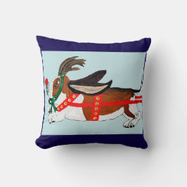 Basset Hound Rudolph de Rendier met de Rode Neus Kussen