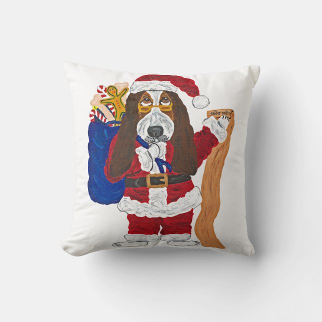 Basset Hound Santa Checklist of Good Bassets Kussen (Voorkant)