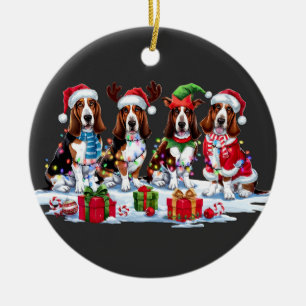 Basset hound Santa hat gewei elf kerst licht Keramisch Ornament