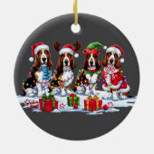 Basset hound Santa hat gewei elf kerst licht Keramisch Ornament (Achterkant)