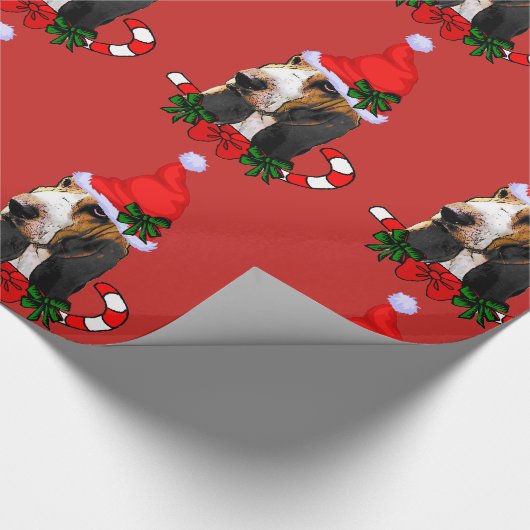 Basset Hound Santa Hat Kerstmis Cadeaupapier (Hoek)