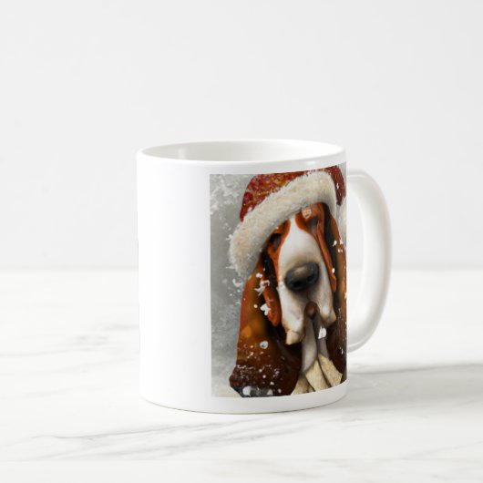 Basset Hound, Santa, kerstkoffie Mok (Voorkant rechts)