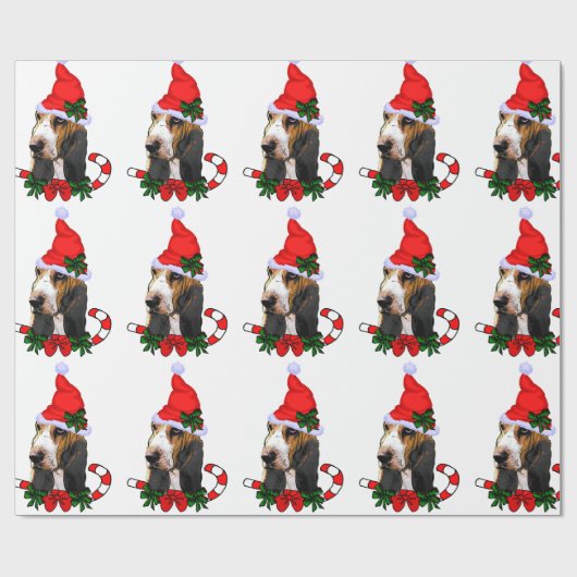 Basset Hound Santa Kerstmis Cadeaupapier (Vlak)