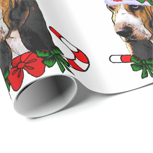 Basset Hound Santa Kerstmis Cadeaupapier (Rol Hoek)