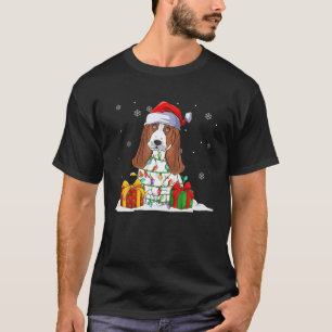 Basset Hound Santa Kerstmis - lights Xmas Paja T-shirt