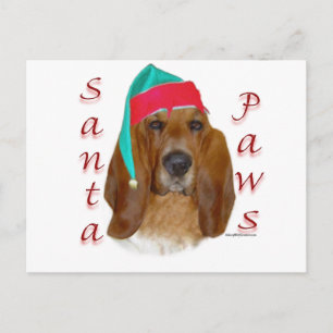 Basset Hound Santa Paws Feestdagenkaart