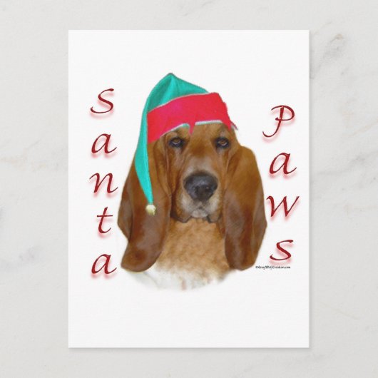 Basset Hound Santa Paws Feestdagenkaart (Voorkant)
