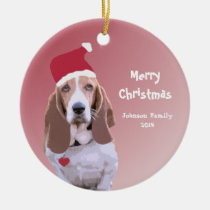 Basset Hound Santa Persoonlijke Kerstmis Keramisch Ornament