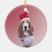 Basset Hound Santa Persoonlijke Kerstmis Keramisch Ornament (Achterkant)
