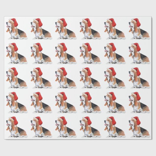 Basset Hound Santa's Helper Cadeaupapier (Vlak)