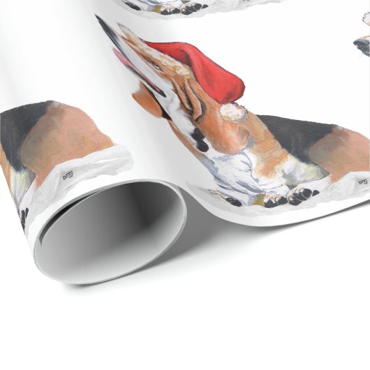 Basset Hound Santa's Helper Cadeaupapier (Rol Hoek)