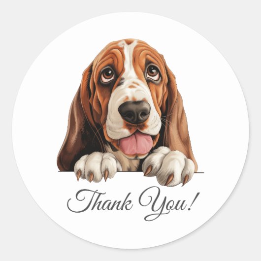 Basset Hound Schattige Dog Dank je wel Ronde Sticker (Voorkant)