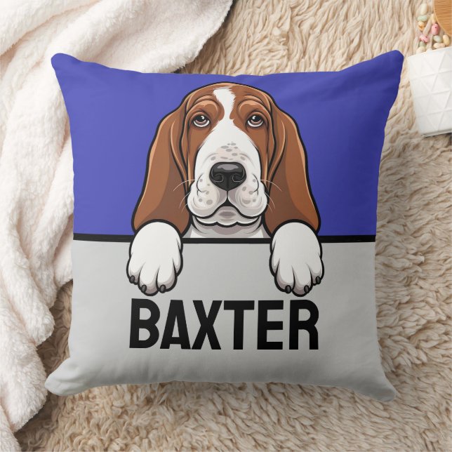 Basset Hound Schattige gepersonaliseerd puppy Hond Kussen (Deken)