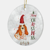 Basset Hound Schattige Hondenkerst 2023 Keramisch Ornament (Links)