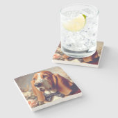  Basset Hound Schilderen Stenen Onderzetter (Zijkant)