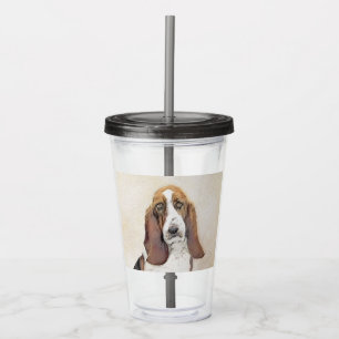 Basset Hound-schildering - Kute Original Dog Art Acryl Drinkbeker