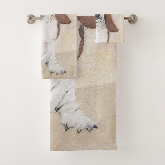 Basset Hound-schildering - Kute Original Dog Art Bad Handdoek (Insitu)