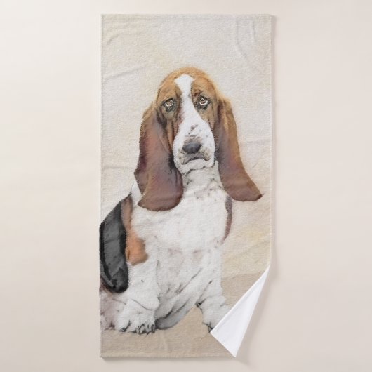 Basset Hound-schildering - Kute Original Dog Art Bad Handdoek (Badhanddoek)