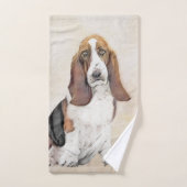 Basset Hound-schildering - Kute Original Dog Art Bad Handdoek (Handdoek)