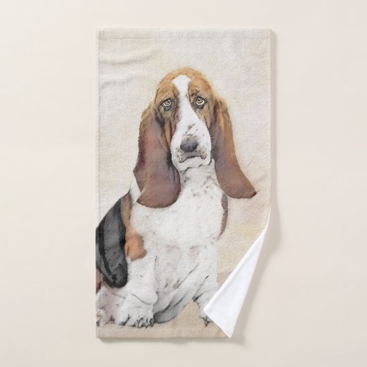 Basset Hound-schildering - Kute Original Dog Art Bad Handdoek (Handdoek)
