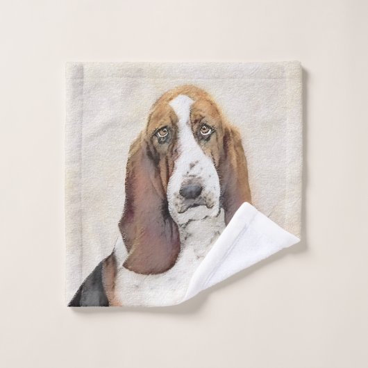 Basset Hound-schildering - Kute Original Dog Art Bad Handdoek (Wasdoekje)