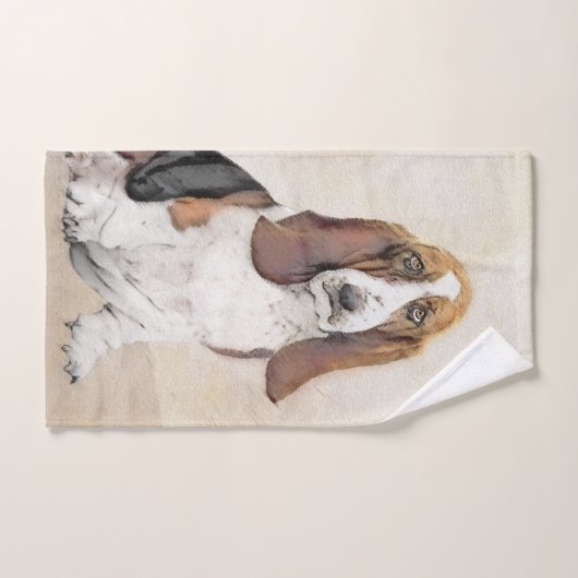 Basset Hound-schildering - Kute Original Dog Art Bad Handdoek (Handdoek)