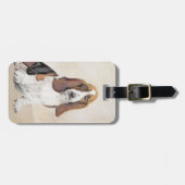 Basset Hound-schildering - Kute Original Dog Art Bagagelabel (Voorkant horizontaal)