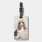 Basset Hound-schildering - Kute Original Dog Art Bagagelabel (Voorkant verticaal)