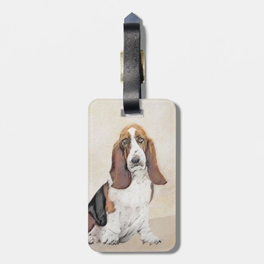Basset Hound-schildering - Kute Original Dog Art Bagagelabel (Achterkant verticaal)