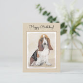Basset Hound-schildering - Kute Original Dog Art Briefkaart (Staand voorkant)