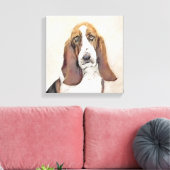 Basset Hound-schildering - Kute Original Dog Art Canvas Afdruk (Insitu (Woonkamer))