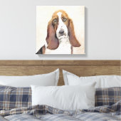 Basset Hound-schildering - Kute Original Dog Art Canvas Afdruk (Insitu (Slaapkamer))