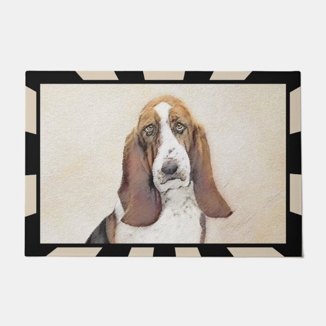 Basset Hound-schildering - Kute Original Dog Art Deurmat (Voorkant)