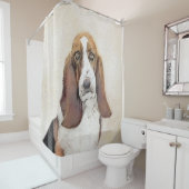 Basset Hound-schildering - Kute Original Dog Art Douchegordijn (In situ)