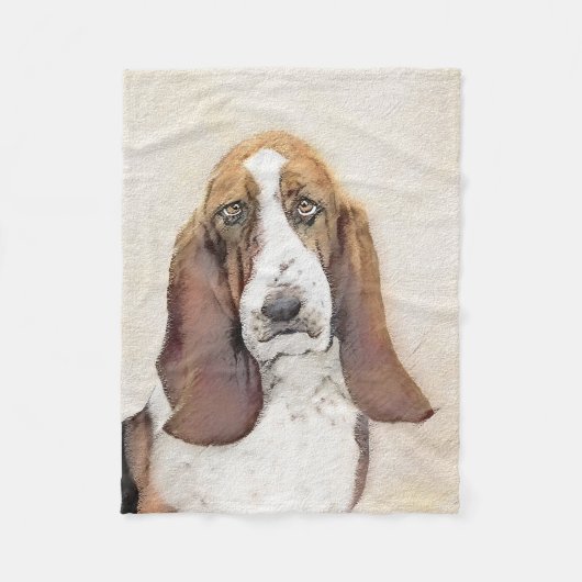 Basset Hound-schildering - Kute Original Dog Art Fleece Deken (Voorkant)