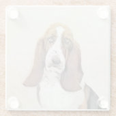 Basset Hound-schildering - Kute Original Dog Art Glazen Onderzetter (Achterkant)