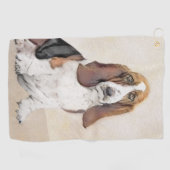 Basset Hound-schildering - Kute Original Dog Art Golfhanddoek (Horizontaal)
