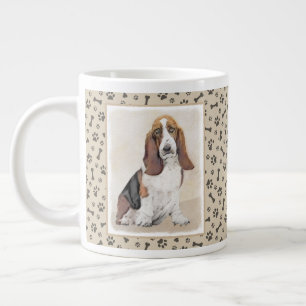 Basset Hound-schildering - Kute Original Dog Art Grote Koffiekop