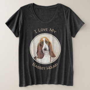 Basset Hound-schildering - Kute Original Dog Art Grote Maat T-shirt