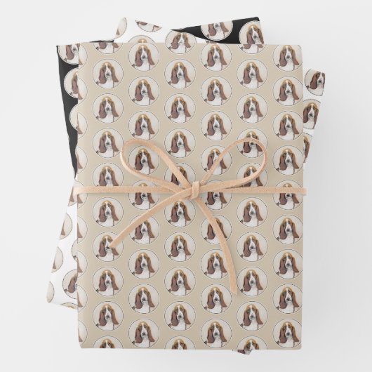 Basset Hound-schildering - Kute Original Dog Art Inpakpapier Vel (In situ)