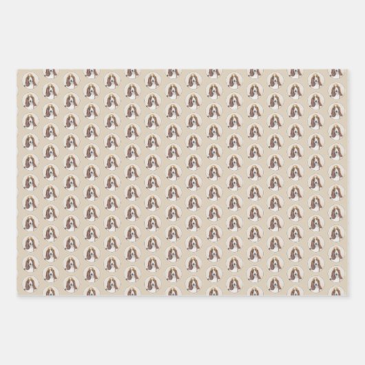 Basset Hound-schildering - Kute Original Dog Art Inpakpapier Vel (Voorkant)