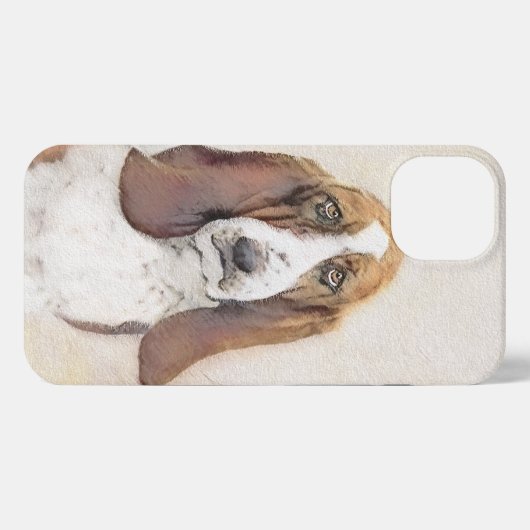 Basset Hound-schildering - Kute Original Dog Art iPhone Hoesje (Achterkant horizontaal)