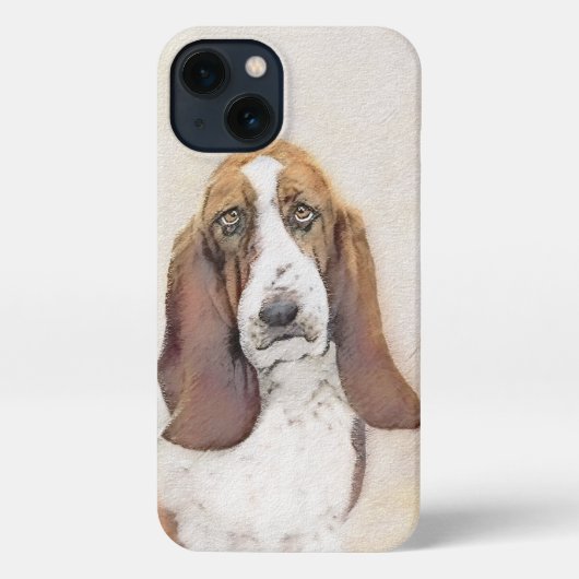 Basset Hound-schildering - Kute Original Dog Art iPhone Hoesje (Achterkant)