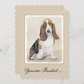 Basset Hound-schildering - Kute Original Dog Art Kaart (Voorkant / Achterkant)